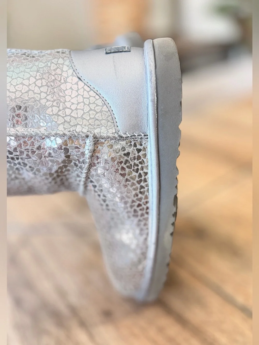 UGG Kids' Classic II Gel Hearts Boots Silver Size 2 great condition